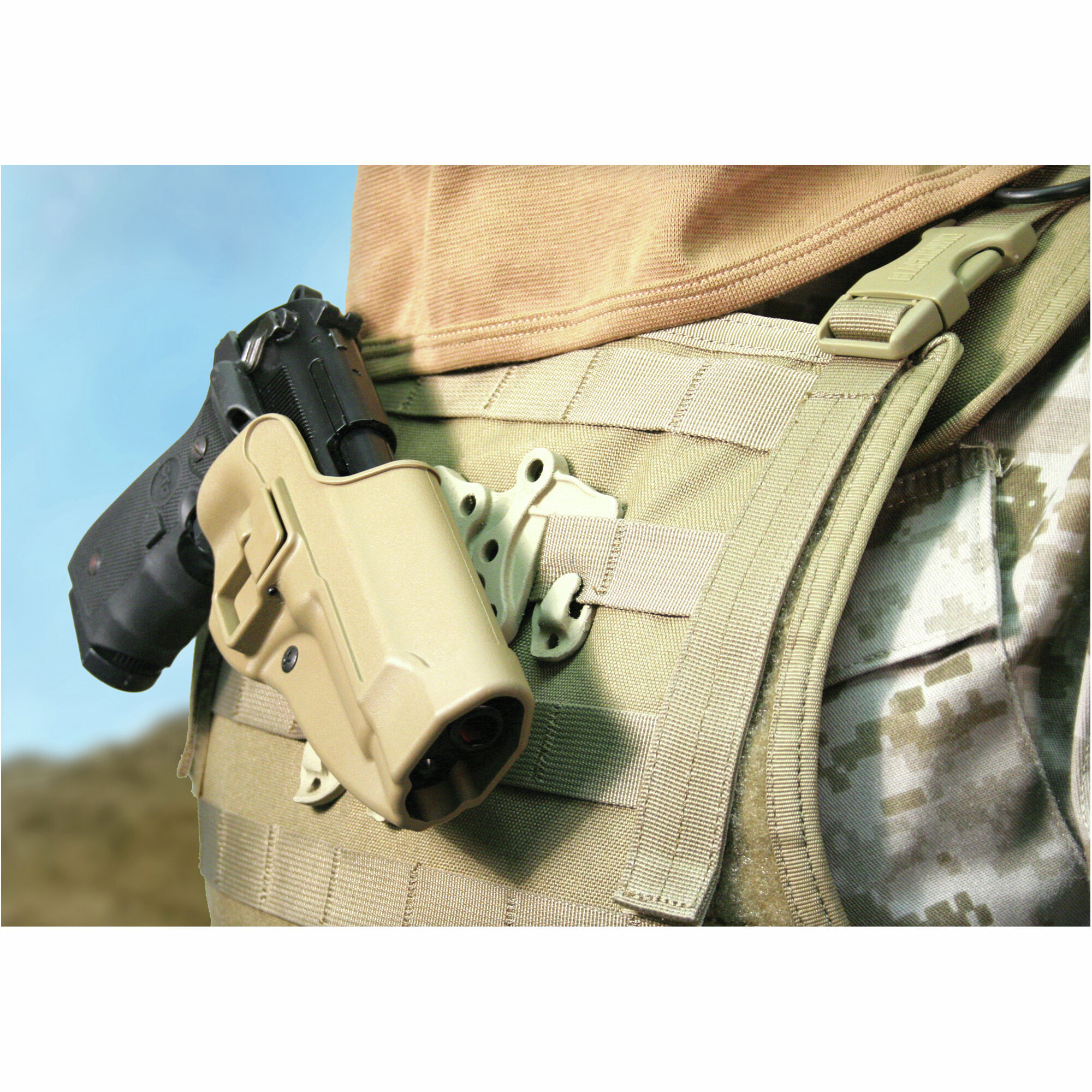 CQC Serpa Right Hand Pistol Holster w/MOLLE & Mag Pouch for Beretta 92 96 M9 M92