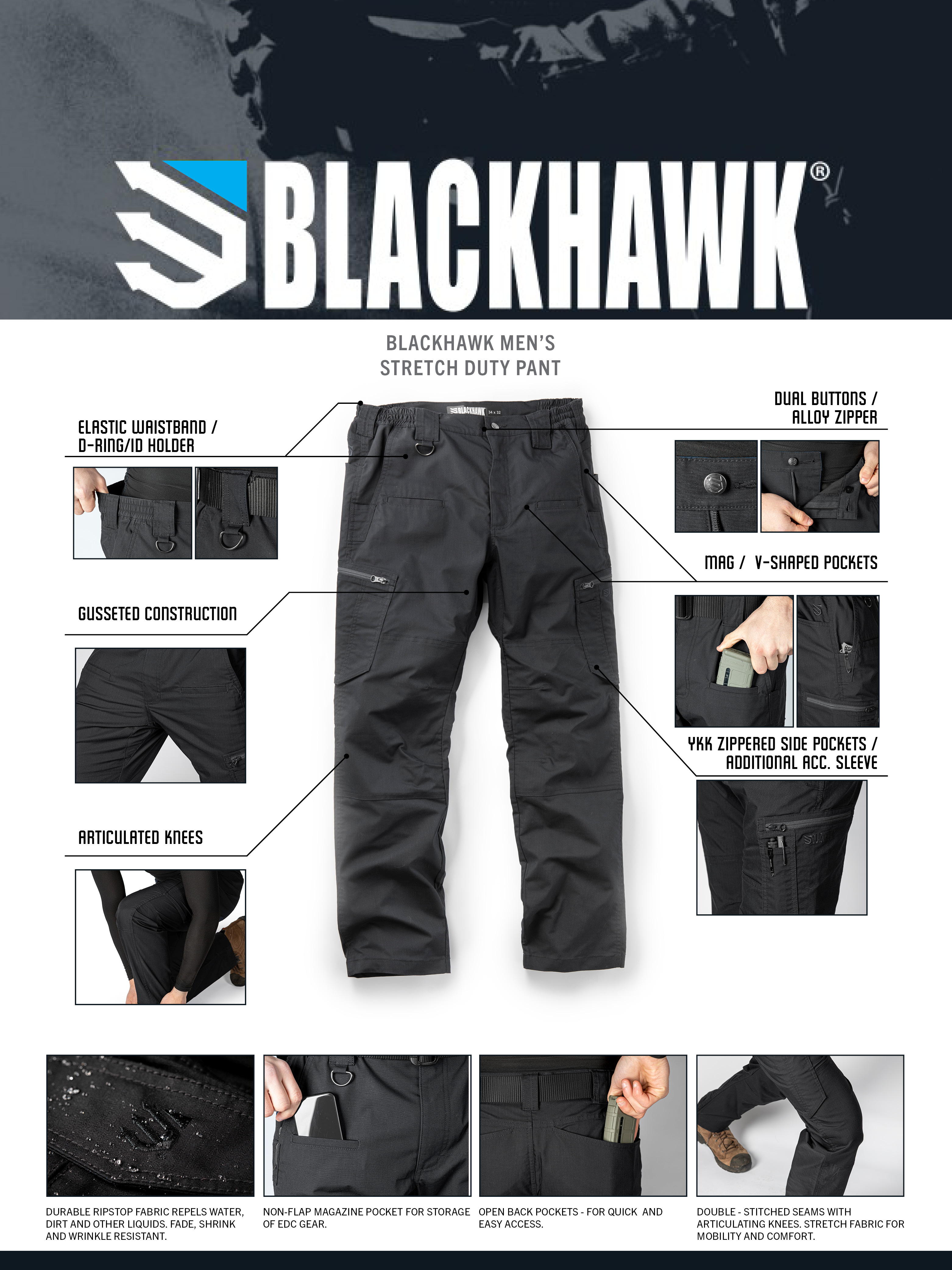 Blackhawk Men's Stretch Duty Pant Blackhawk-Ripstop-Pant